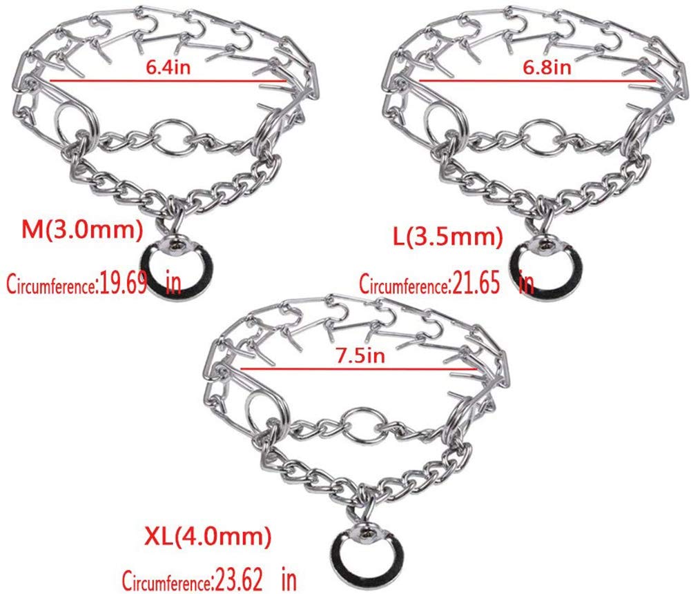 Darkyazi Durable Pinch Collar Stainless Steel Dog Adjustable Pet Training Collar For Medium Large Dogs (Medium (Pack Of 1), Silver)