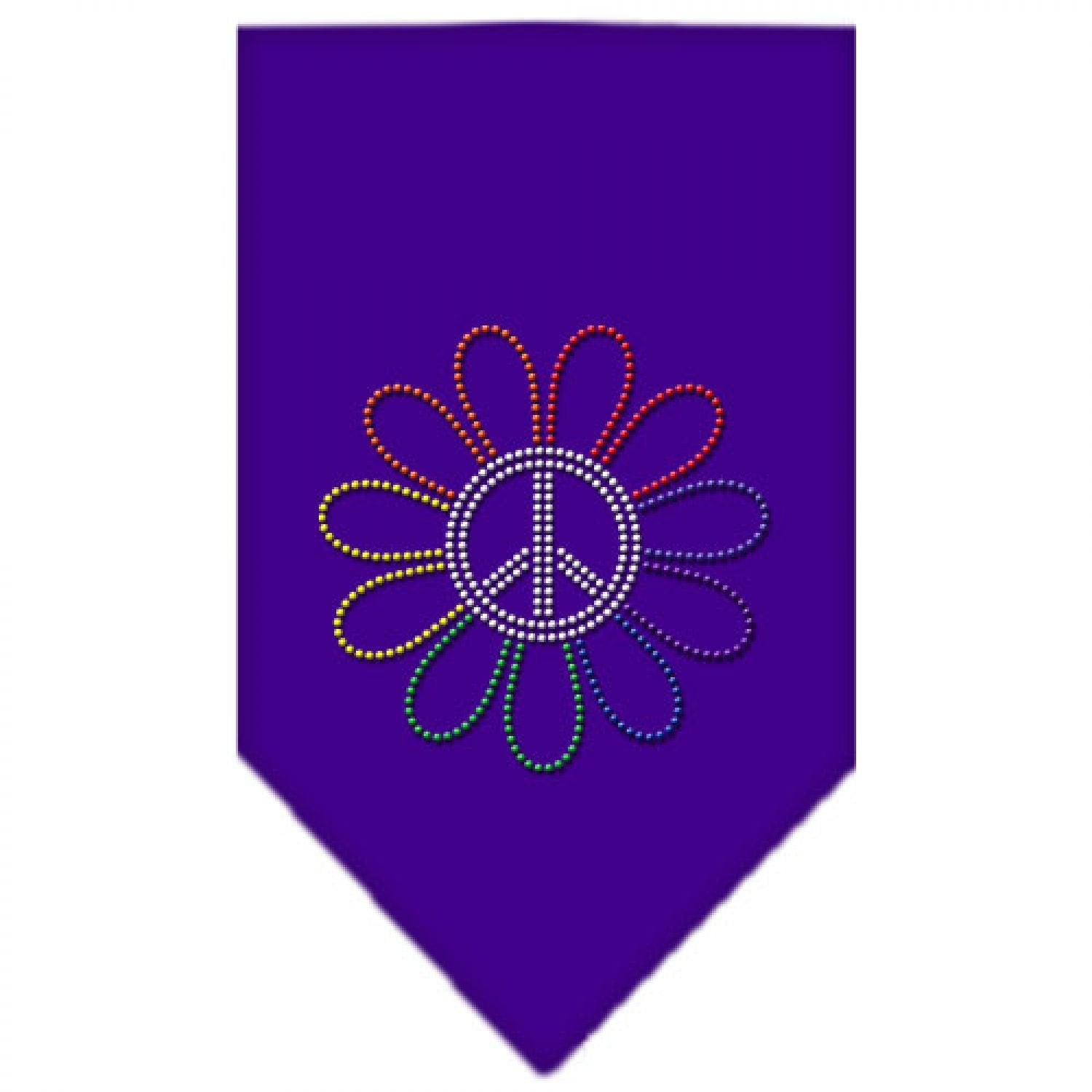 Mirage Pet Products Rainbow Peace Flower Rhinestone Bandana, Large, Purple