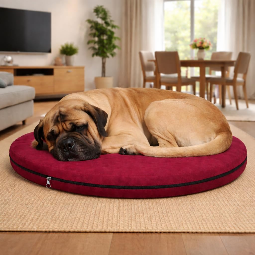 PupSkool Orthopedic Dog Bed for Large Dogs  Ultra Soft Round Pet Bed with Removable Zipper Cover, Multi Layer Support Cushion, 