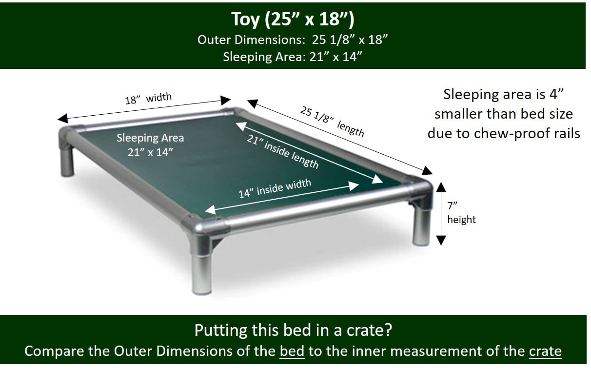 Kuranda Chewproof Crate Bed - Silver Aluminum - 25'' x 18'' - Vinyl - Forest