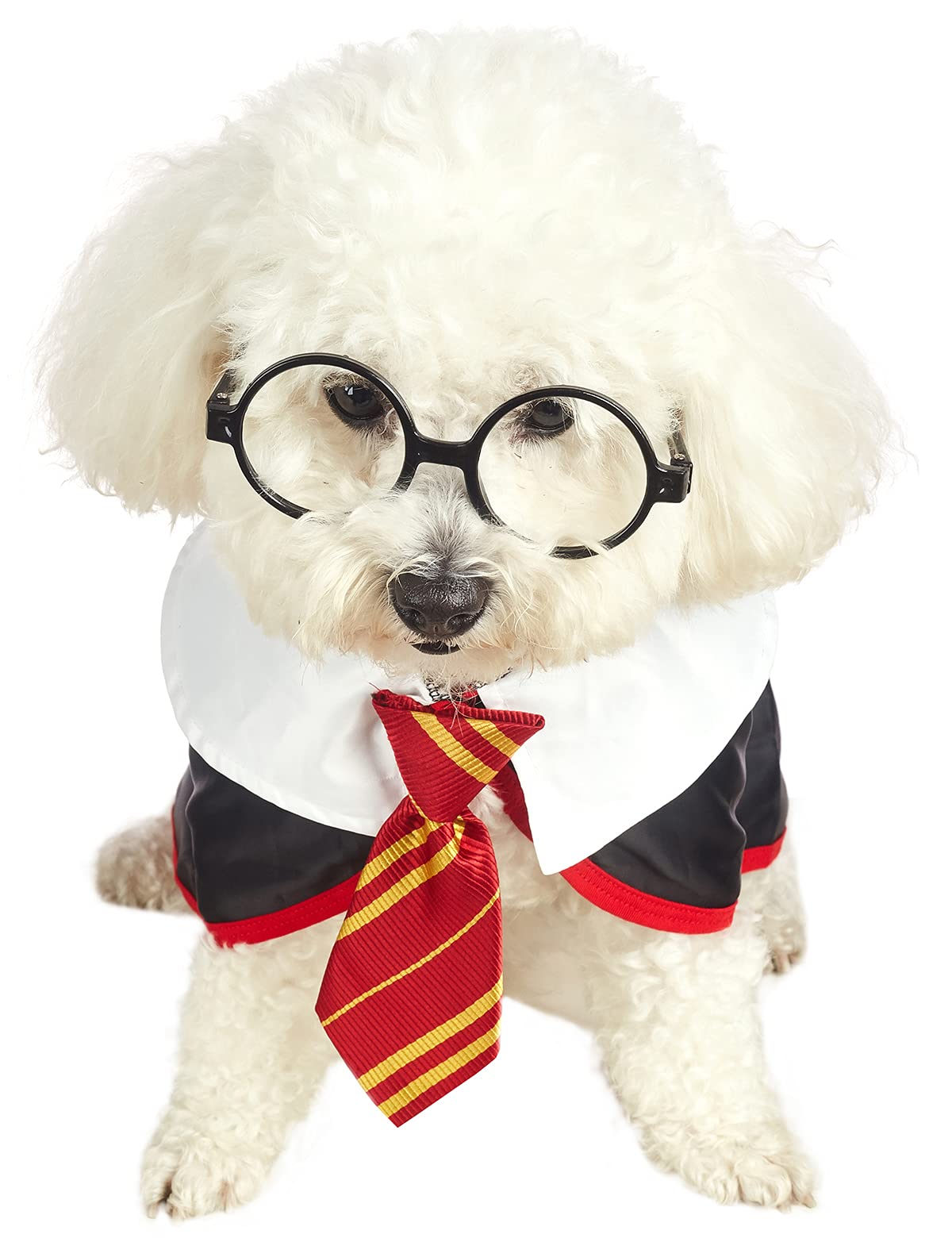Impoosy Pet Halloween Dog Shirts Funny Cat Wizard Costume Cute Apparel Soft Clothes With Glasses (Medium,Neck:14')