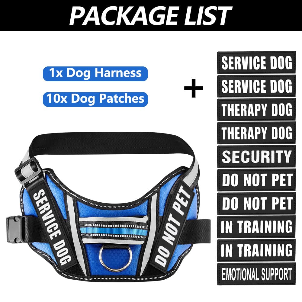 Dog Vest Harness And Patches Set, Animire In Training Service Dog Harness With 10 Dog Patches, Reflective Dog Vest With Handle F