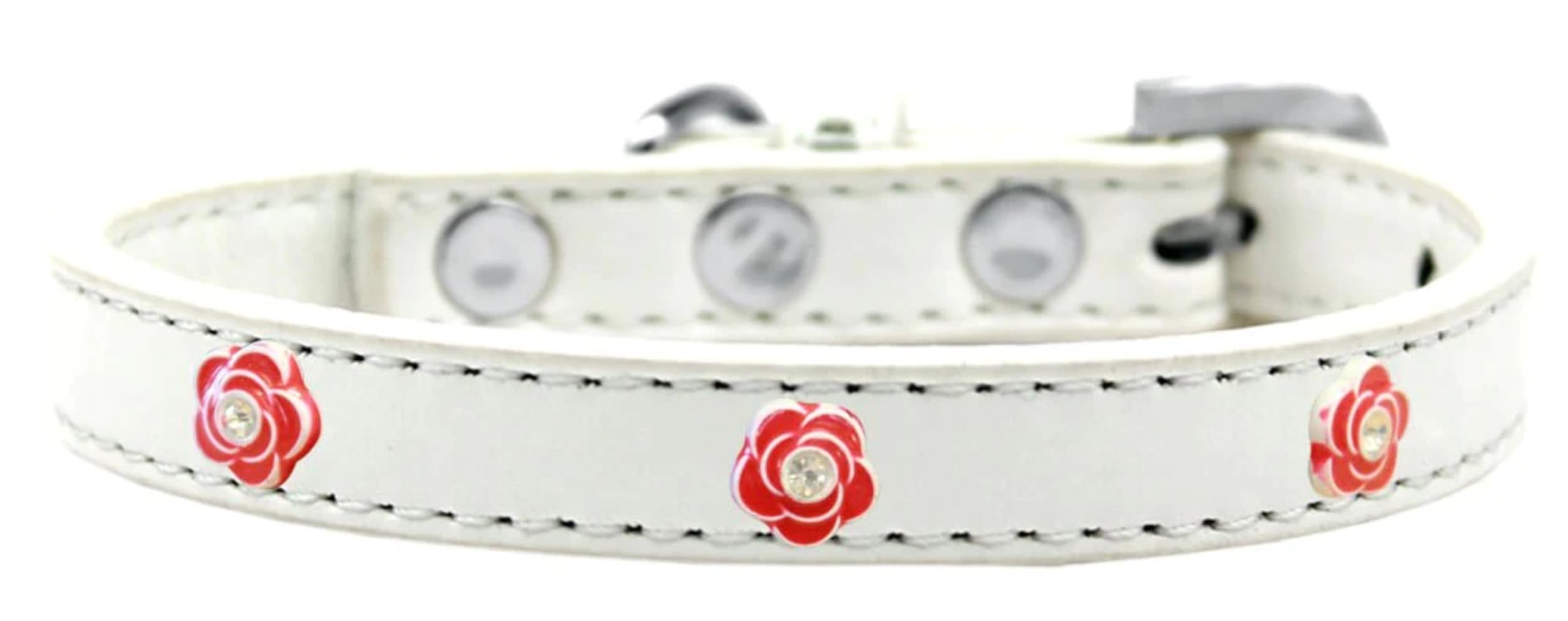 Dog, Puppy & Pet Widget Fashion Collar, Red Roses Black 20