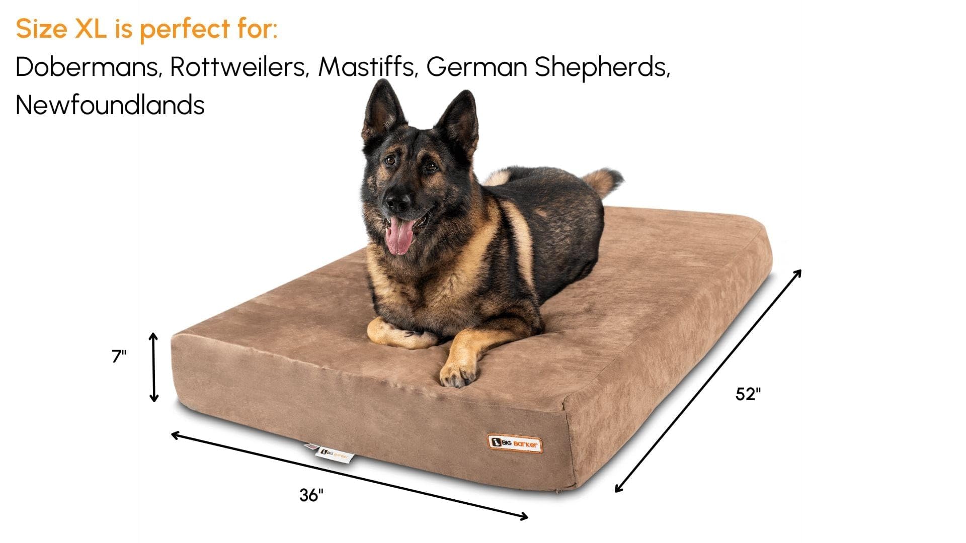 Barker Beds Sleek Extra Large Dog Bed (Xl, Khaki) - 7 Thick Soft & Comfortable Orthopedic Cushion - Xl Dog Bed - Durable & Was