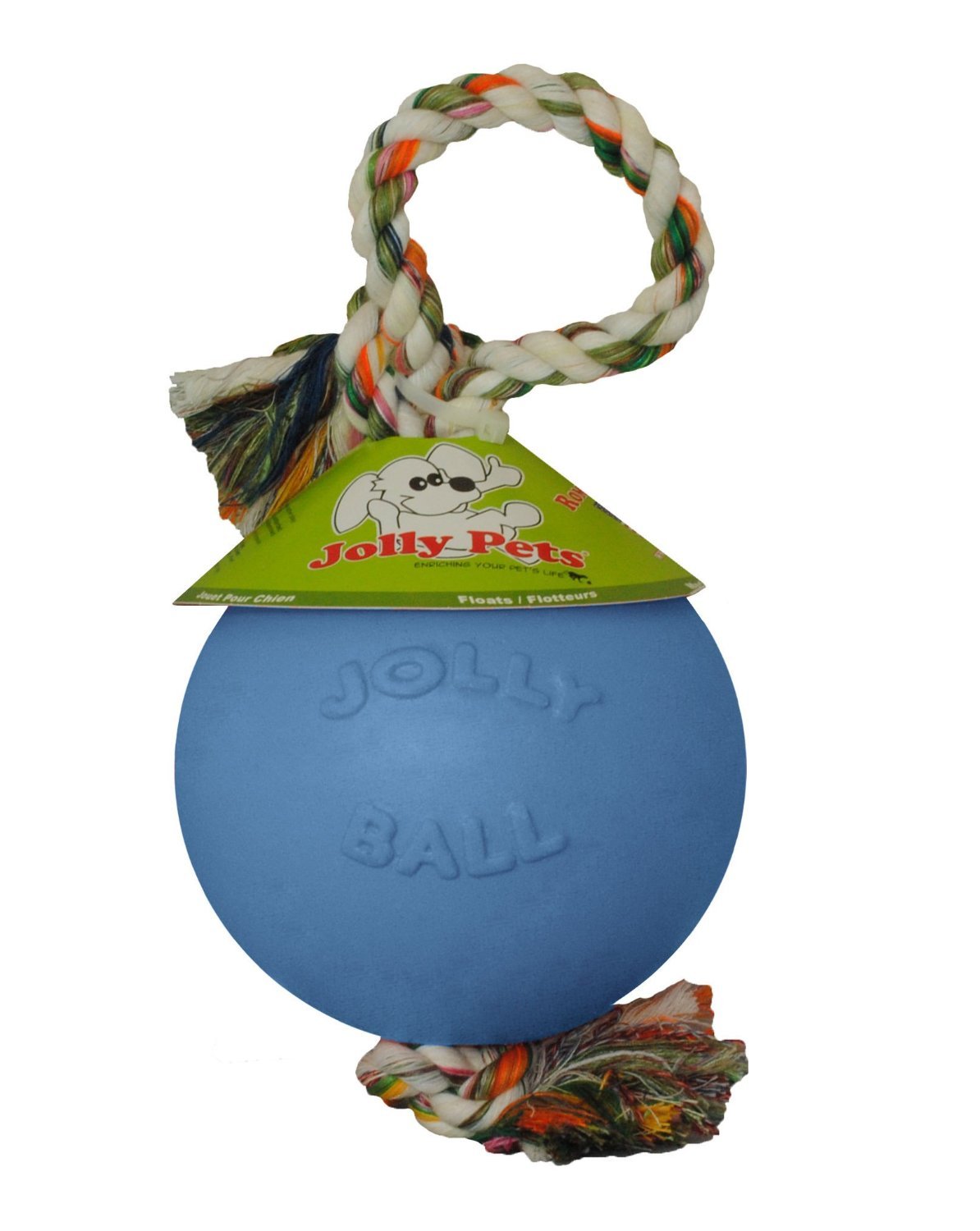 Jolly Pets Romp-N-Roll Rope And Ball Dog Toy, 6 Inches/Medium, Blueberry, Model Number: 606 Bb, All Breed Sizes