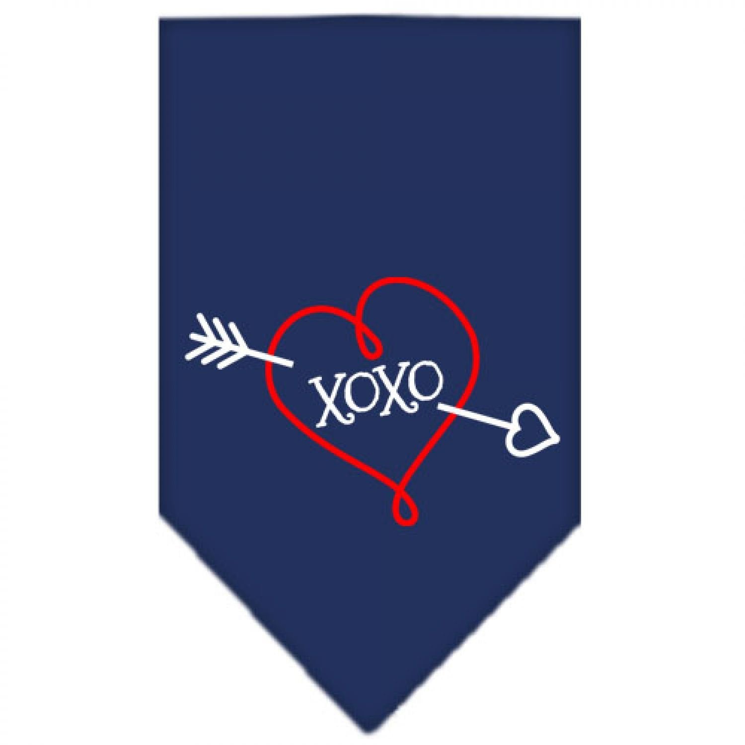 Pet and Dog Bandana Screen Printed, "XOXO" Navy Blue Small