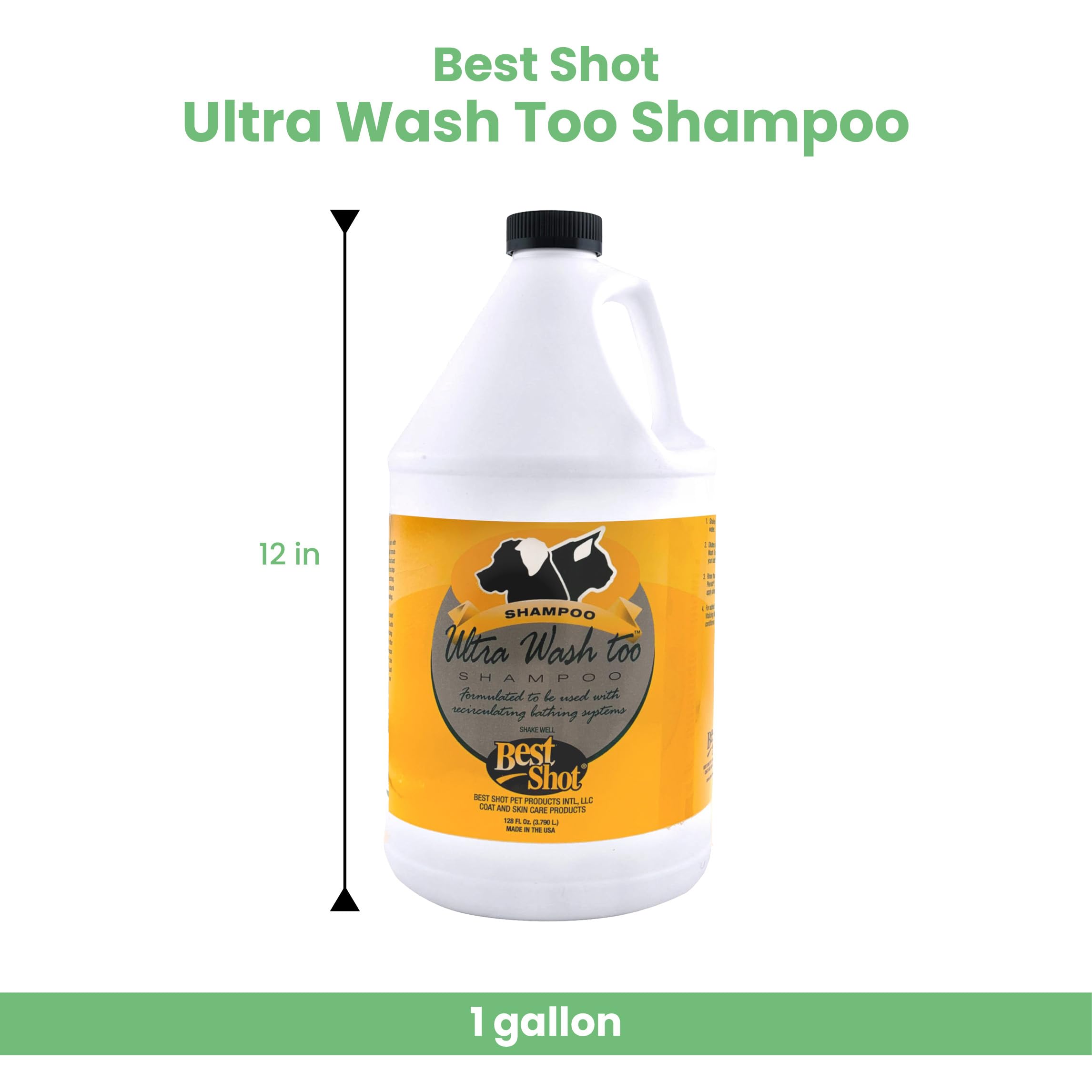 Best Shot Ultra Wash Too Shampoo With Pet Coat Release Technology, Coat And Skincare Product For Dogs And Cats, Quick-Rinsing, 1