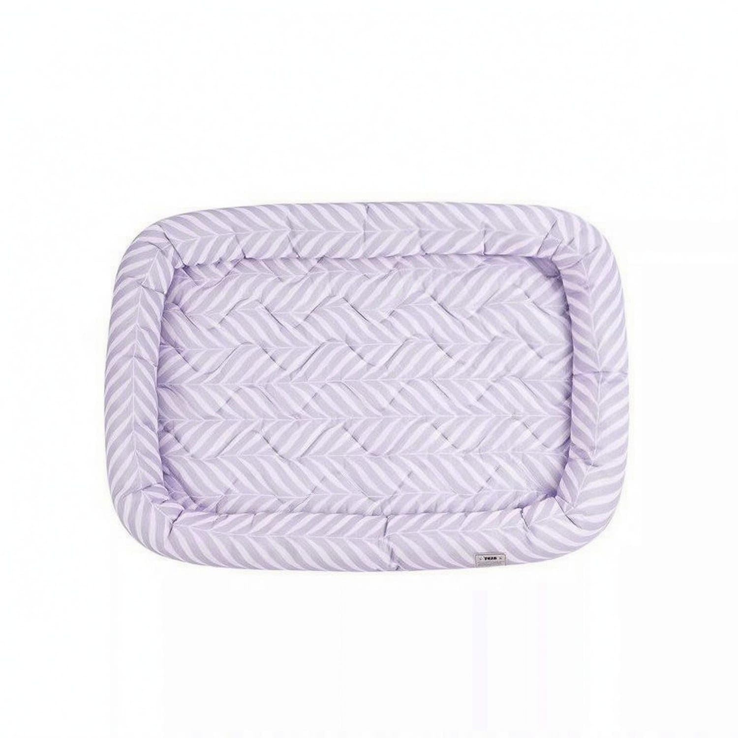 Lavender Pet Cooling Mat Quilted Cooling Bed Mat Raised Border Rounded Corners for Dogs, Cats, Floor, Purple, L