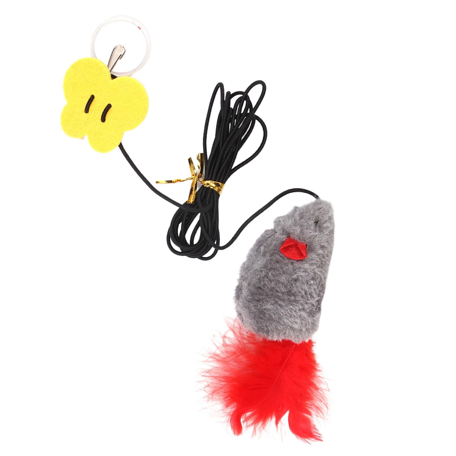 Atorse Door Hanging Mouse Cat Toy Teaser Toys With Sound For Indoor Cats Kitty Playing Grey