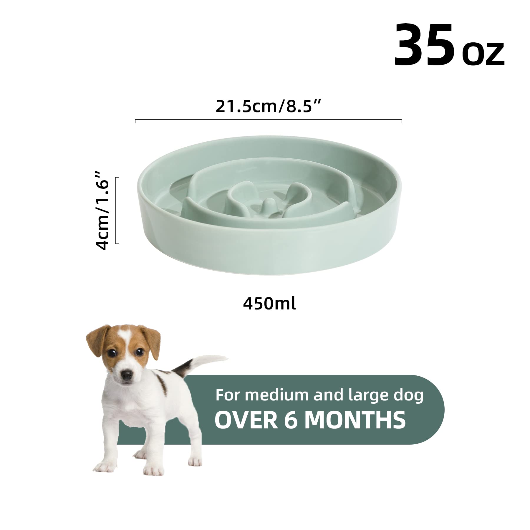 Havniva 8.2inch Ceramic Slow Feeder Dog Bowl for Medium and Large Breed, Puzzle Dog Food Dish, Anti-Gulping, Pet Slow Feeder, St