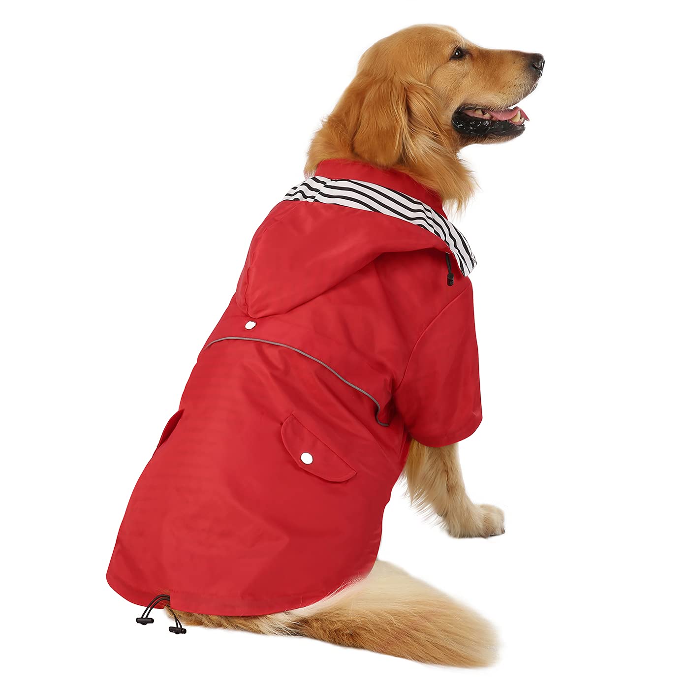 HDE Dog Raincoat Double Layer Zip Rain Jacket with Hood for Small to Large Dogs Red - XL