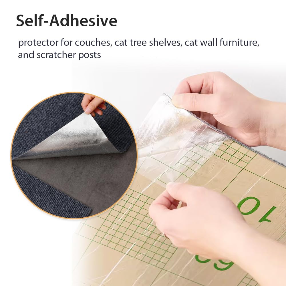 Natuya Cat Scratcher Mat, 39.4''X15.8'' Trimmable Couch Furniture Protector, Self-Adhesive Replacement Carpet For Cats Tree Shel