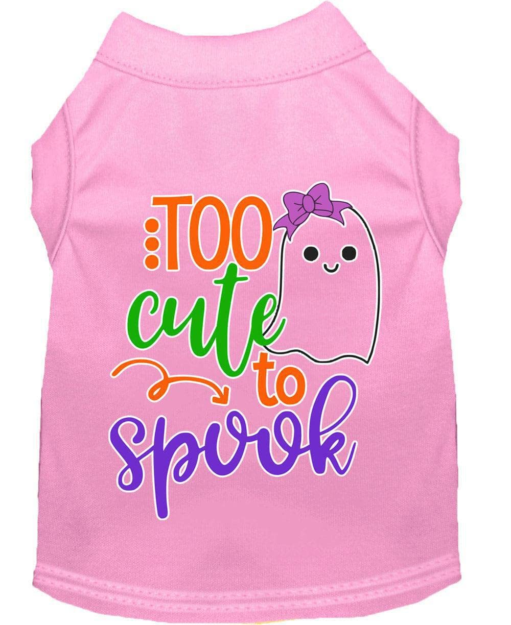 Halloween Pet Dog & Cat Shirt Screen Printed, "Too Cute To Spook - Girly Ghost" Light Pink SM (3-6 lbs.)