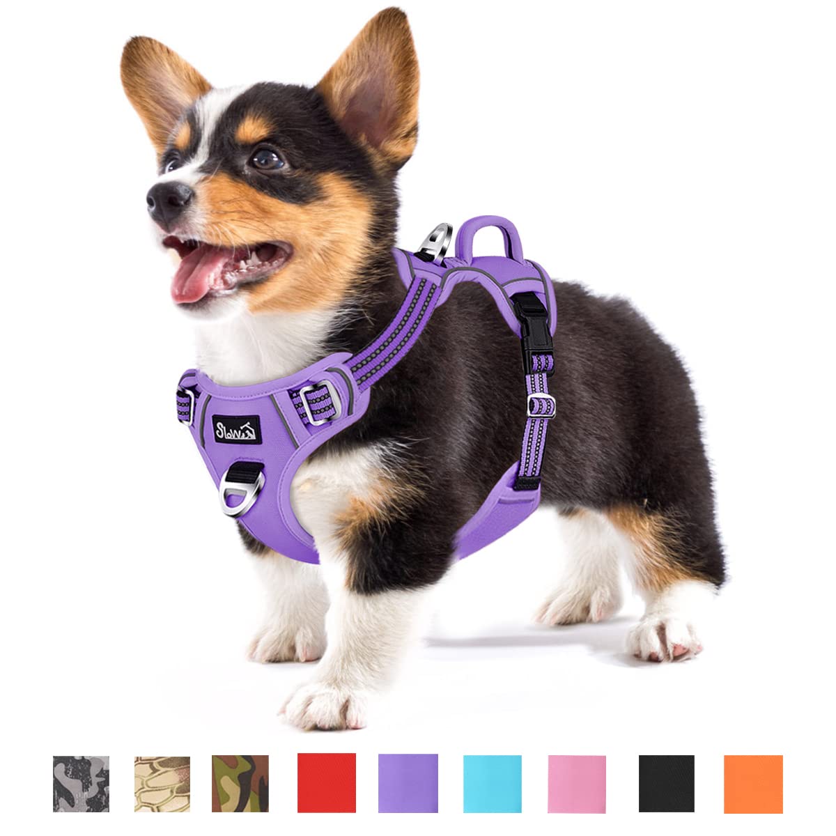 Slowton Dog Harness For Small Dogs, No Pull No Choke Pet Harness With 2 Leash Clips And Easy Control Vertical Handle, Adjustable