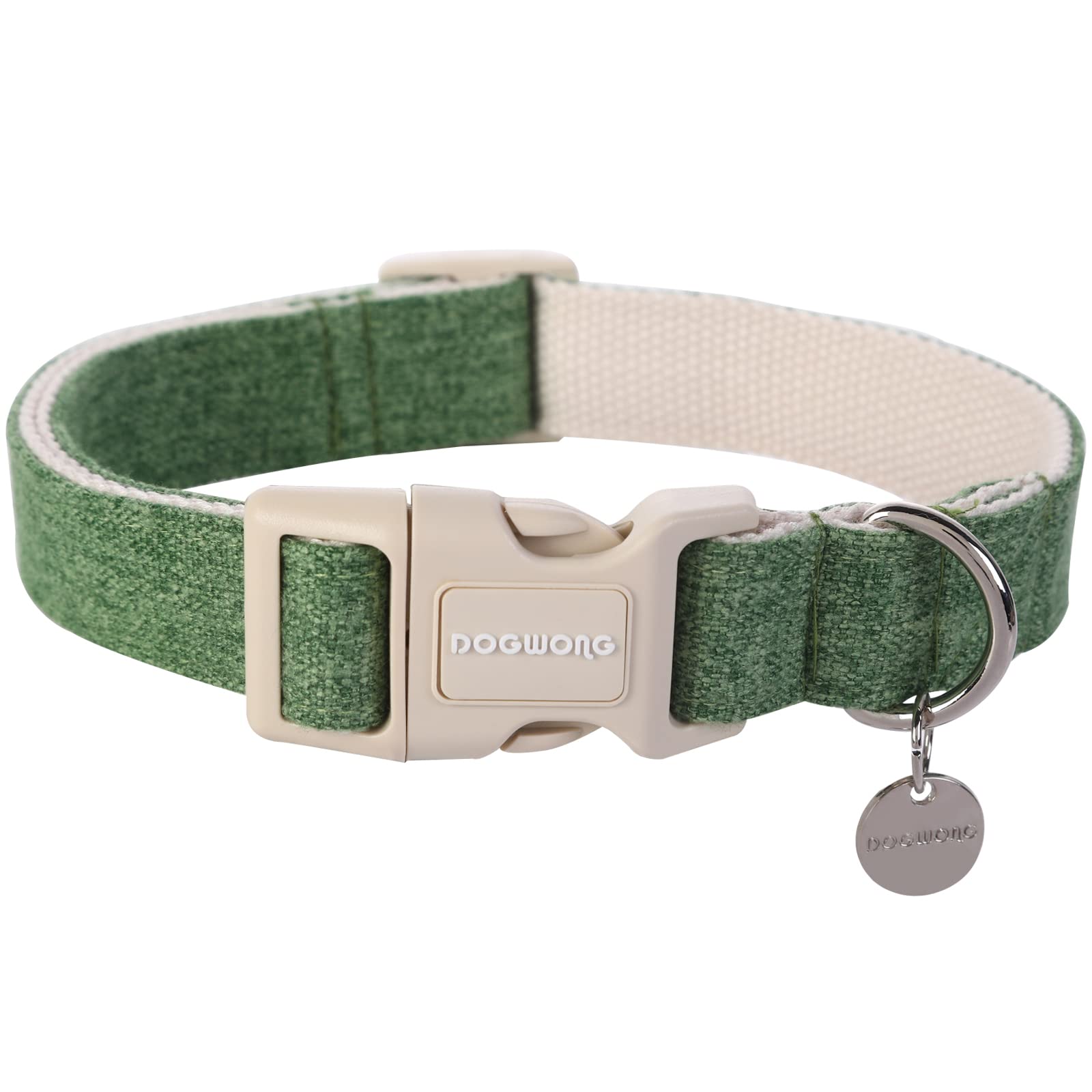 Dogwong Cotton Hemp Dog Collar, Heavy-Duty Adjustable Soft Natural Fabric Pet Collar For Small To Large Dogs