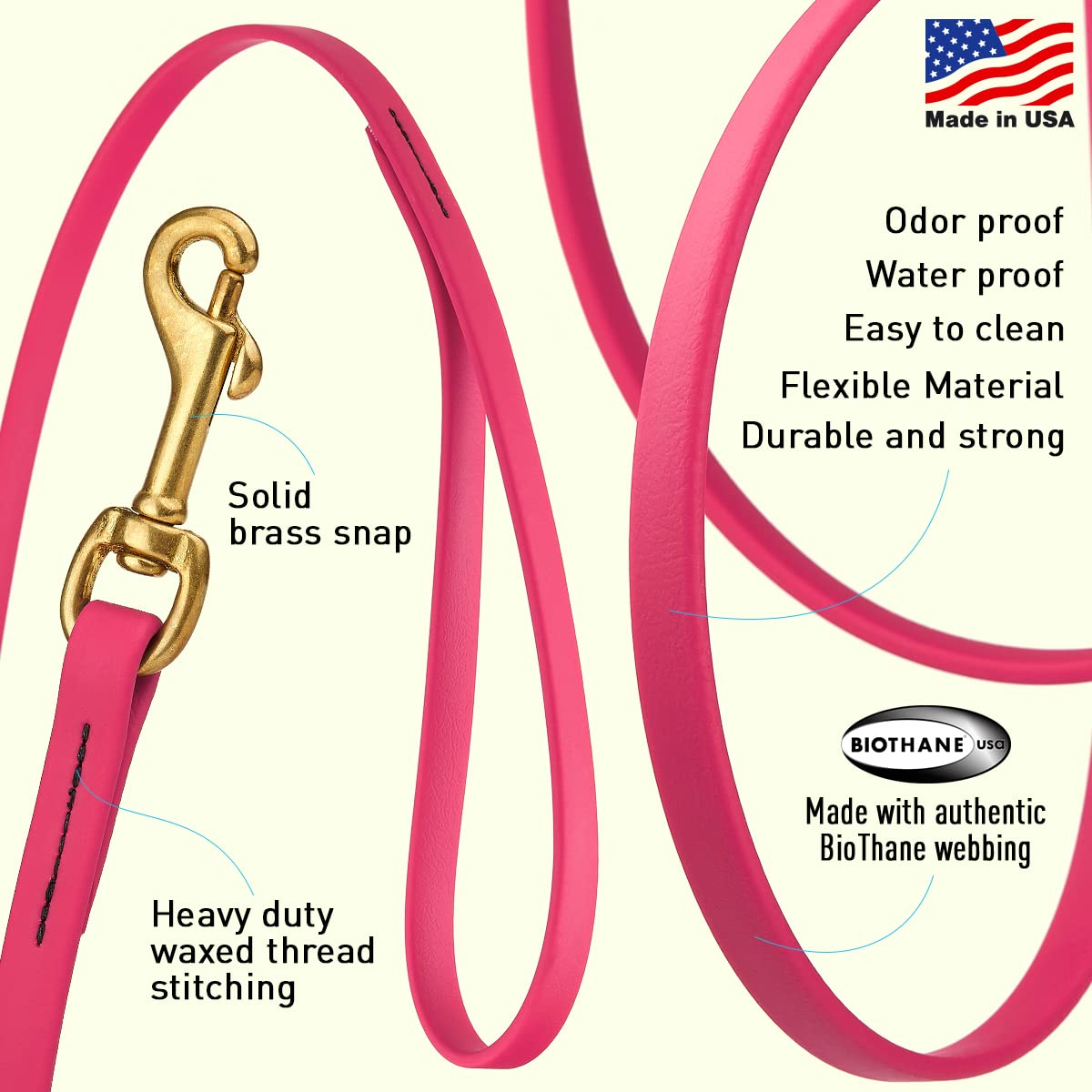 Viper K9 Biothane Working Dog Leash Waterproof Lead For Tracking Training Schutzhund Dog Sport And Search - Odor-Proof Long Line