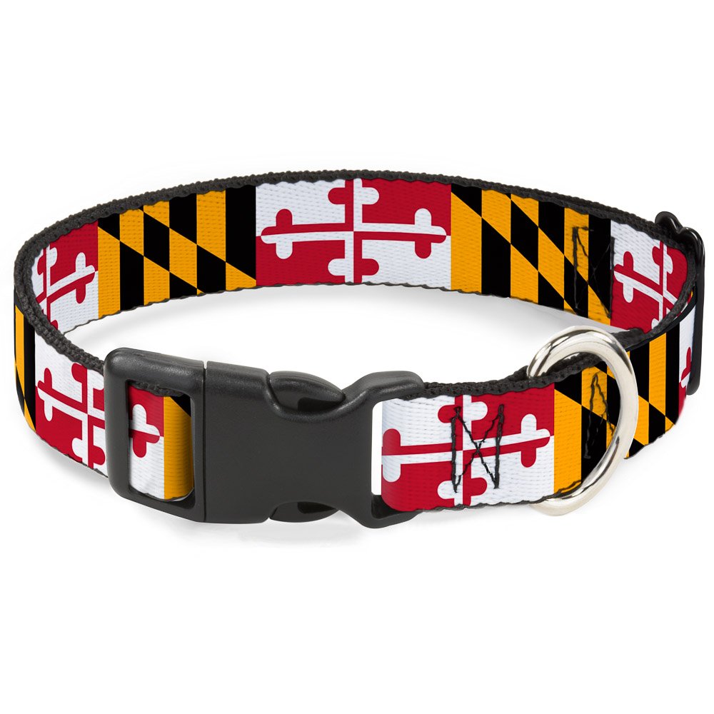 Buckle-Down 18-32' Maryland Flags Plastic Clip Collar, Wide Large