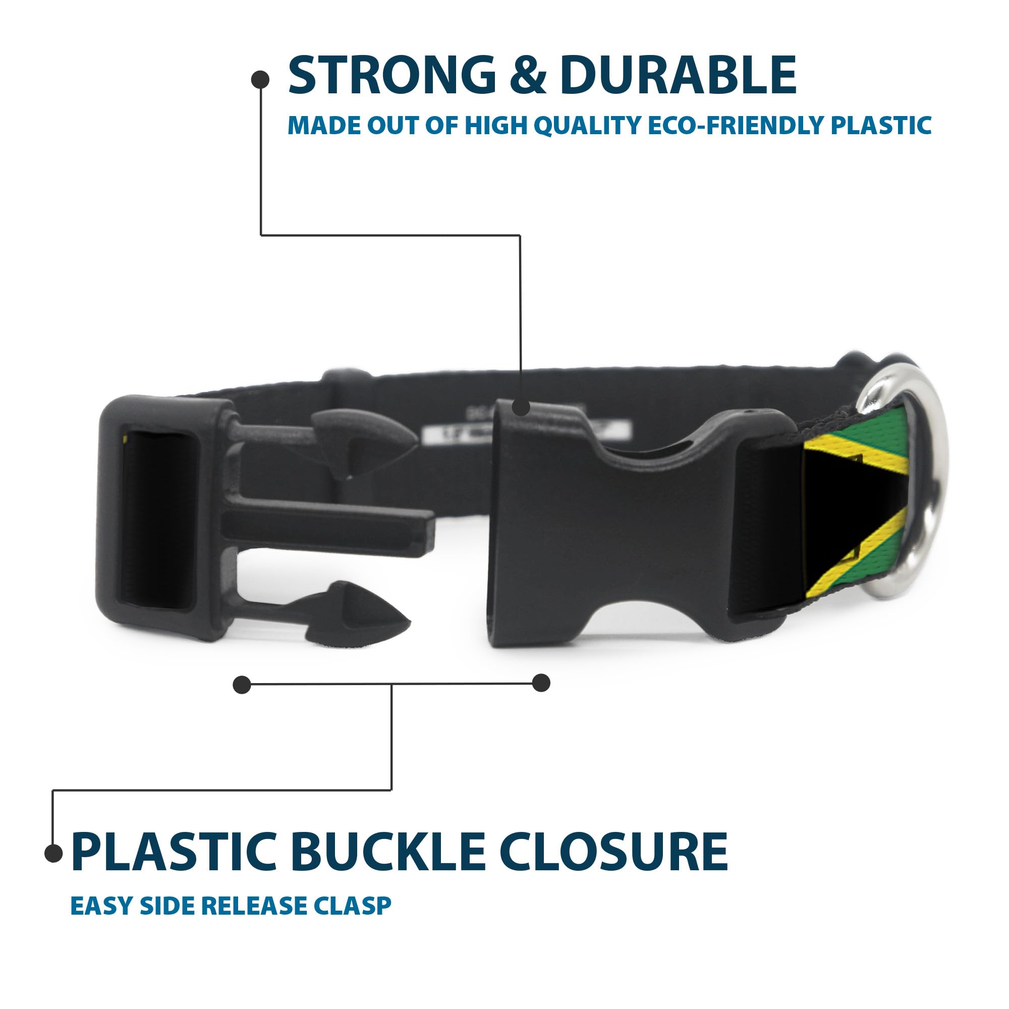 Buckle-Down Plastic Clip Collar - Jamaica Flags - 1/2 Wide - Fits 6-9 Neck - Small
