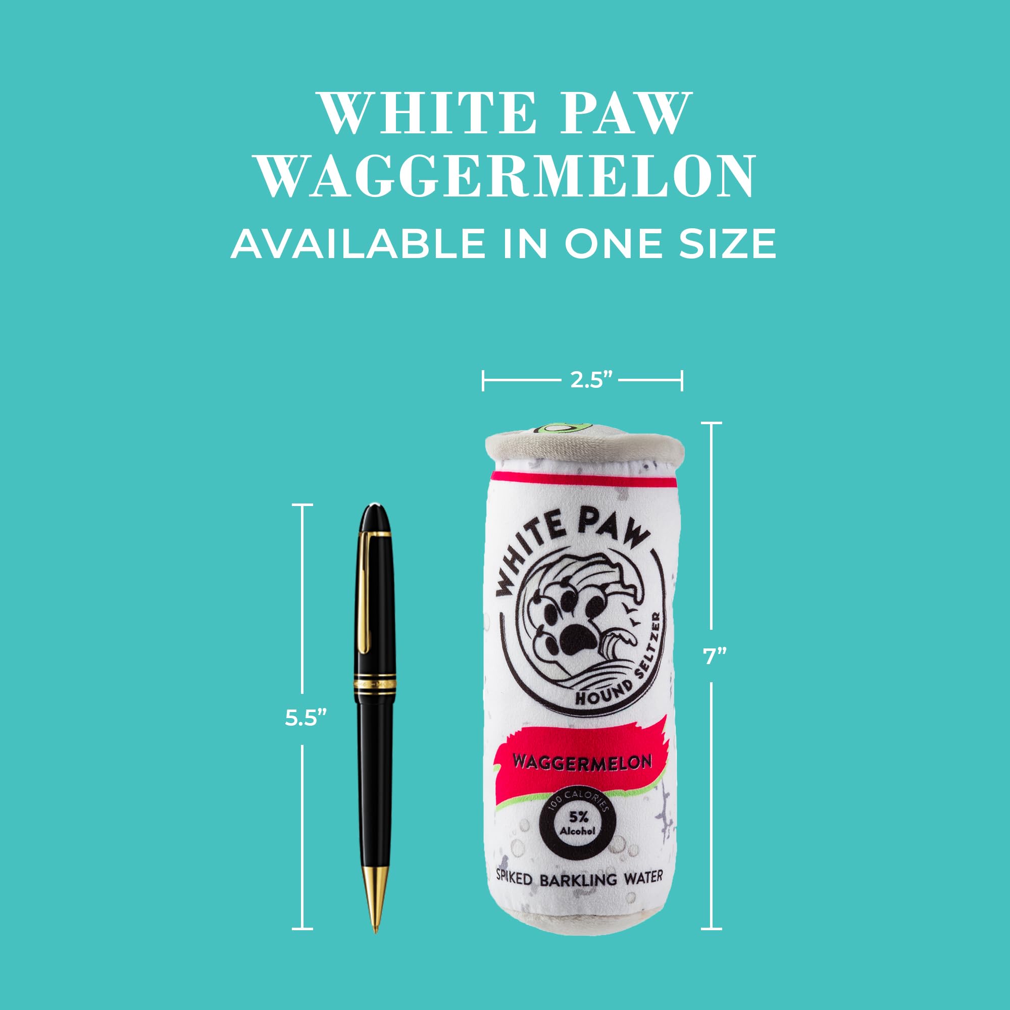 Haute Diggity Dog White Paw Waggermelon, Plush Designer Dog Toys With Interactive Squeaker, Stimulating Pet Enrichment, Machine-