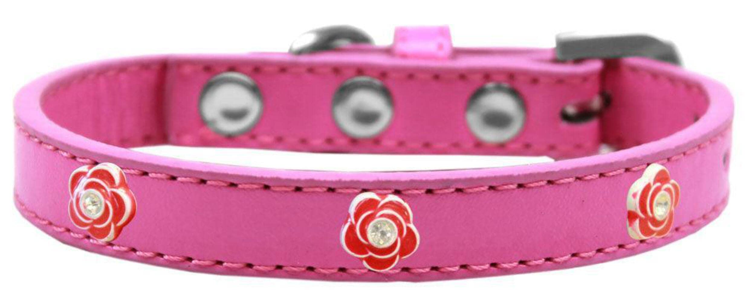 Dog, Puppy & Pet Widget Fashion Collar, Red Roses Aqua 18