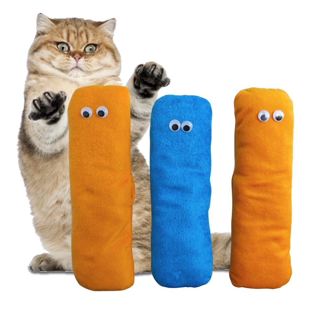 Kipenzi Cat Kicker Plush Toy Set For Cats & Kittens | Soft, Colorful & Lightweight Toys With Catnip Fillable Pocket | NonSqueak