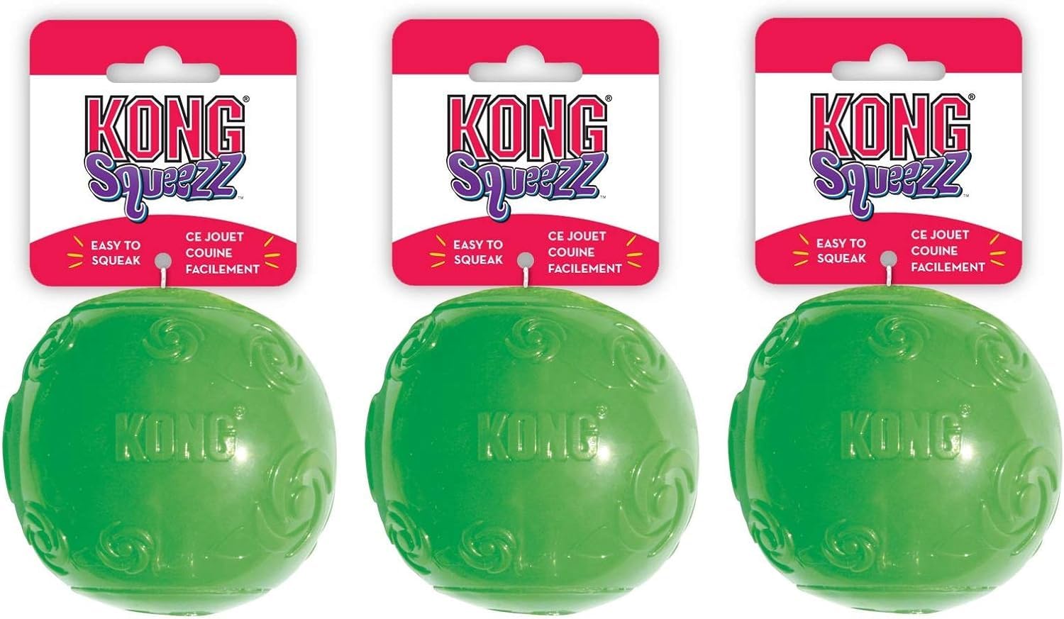 KONG Squeezz Ball Dog Toy - Assorted Medium (2.5 Diameter) - Pack of 3