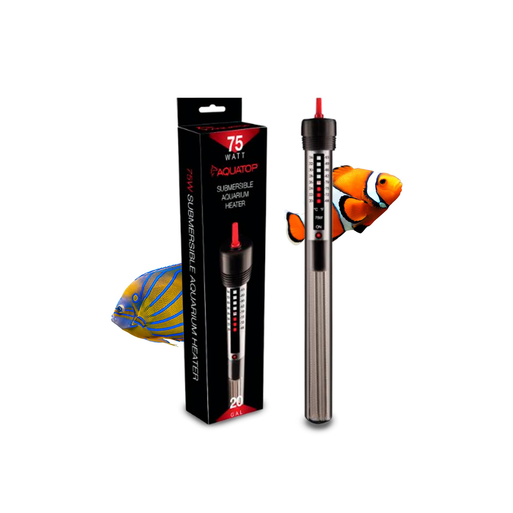 Aquatop Aquatic Supplies Submersible Glass Aquarium Heater 75 Watt