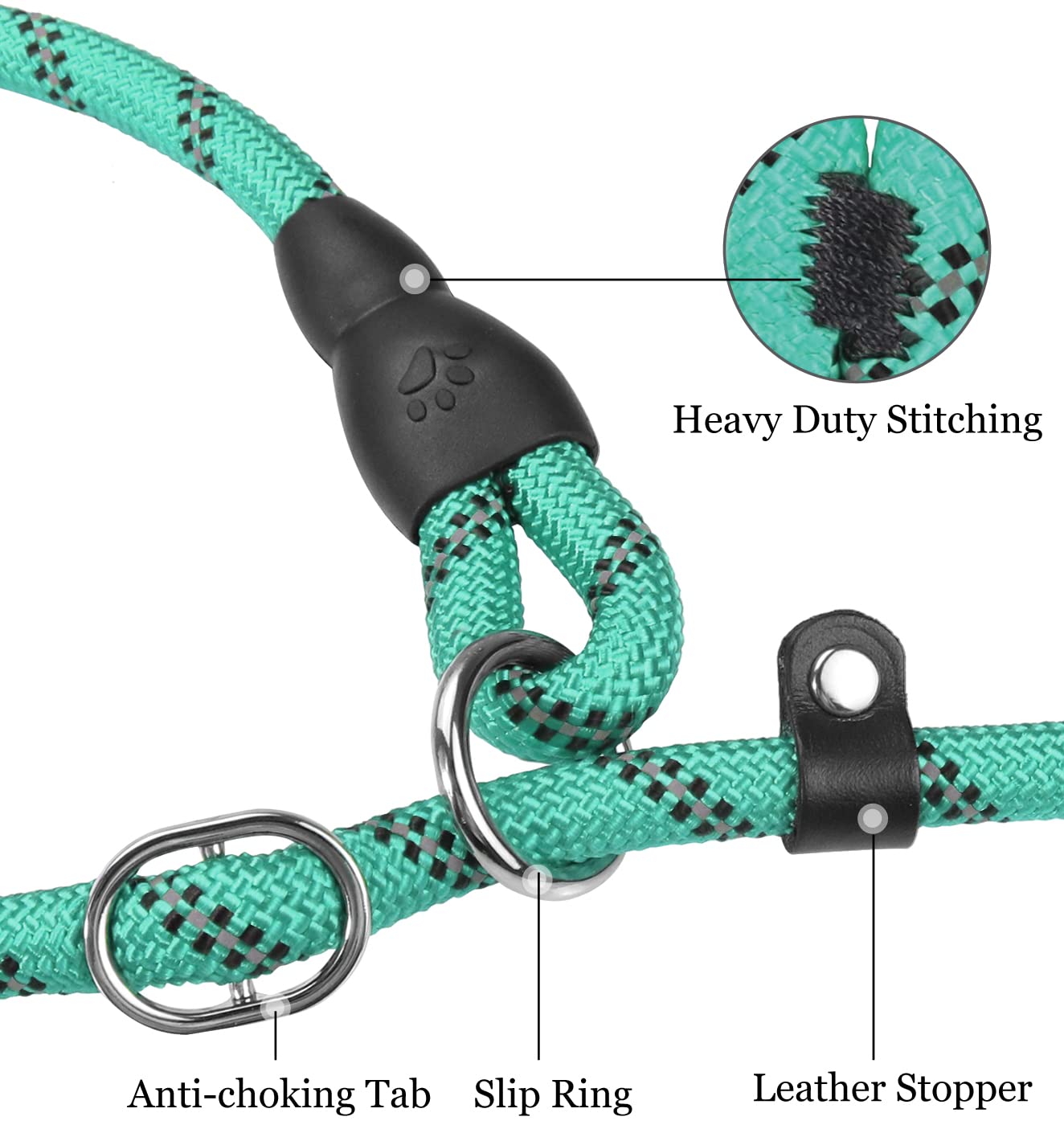 Tagme Slip Leads For Dogs, 6 Ft Heavy Duty Dog Leash With Padded Handle, Strong Rope No Pull Pet Training Leash For Medium Dogs,