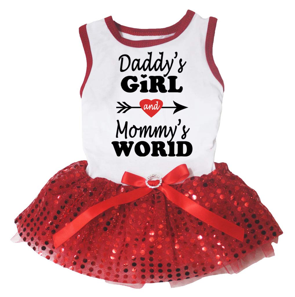 Petitebella Daddy'S Girl And Mommy'S World Puppy Dog Dress (White/Red Sequins, Large)