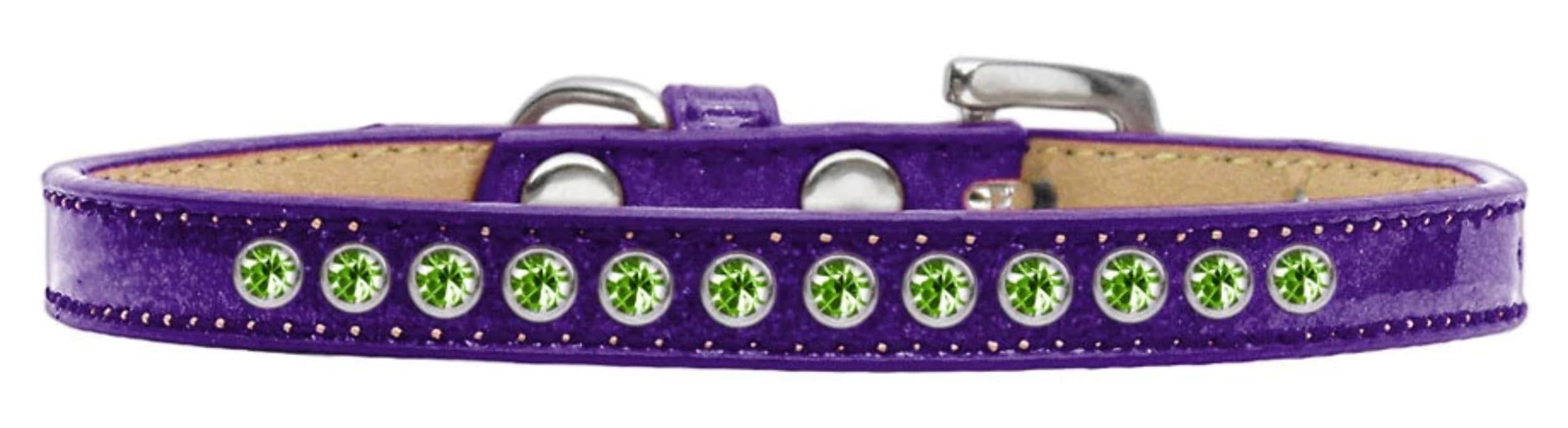 Dog, Puppy and Pet Ice Cream Collar, Lime Green Crystal Rimsets Silver 14