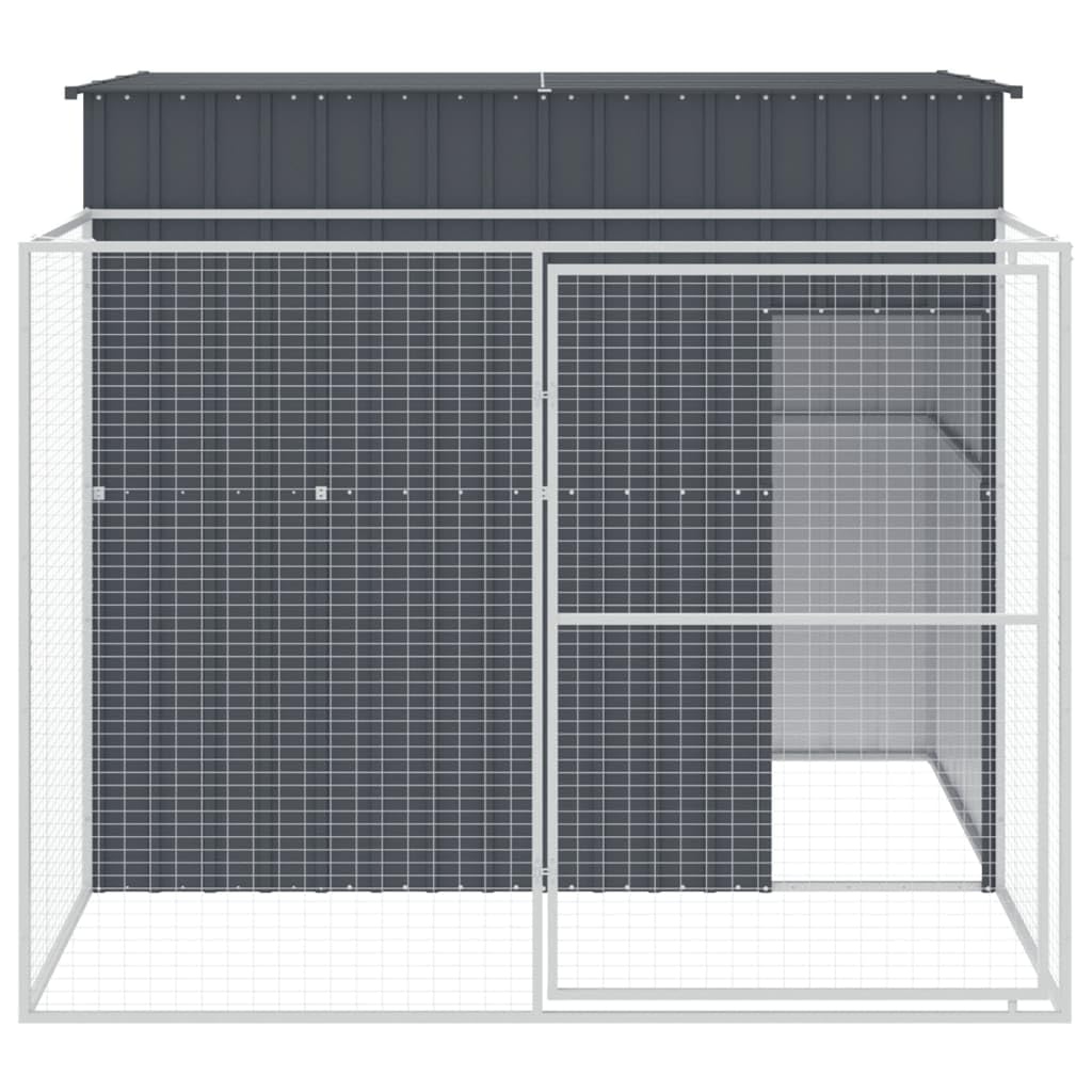 vidaXL Dog House with Run Anthracite 84.3x340.6x71.3 Galvanized Steel