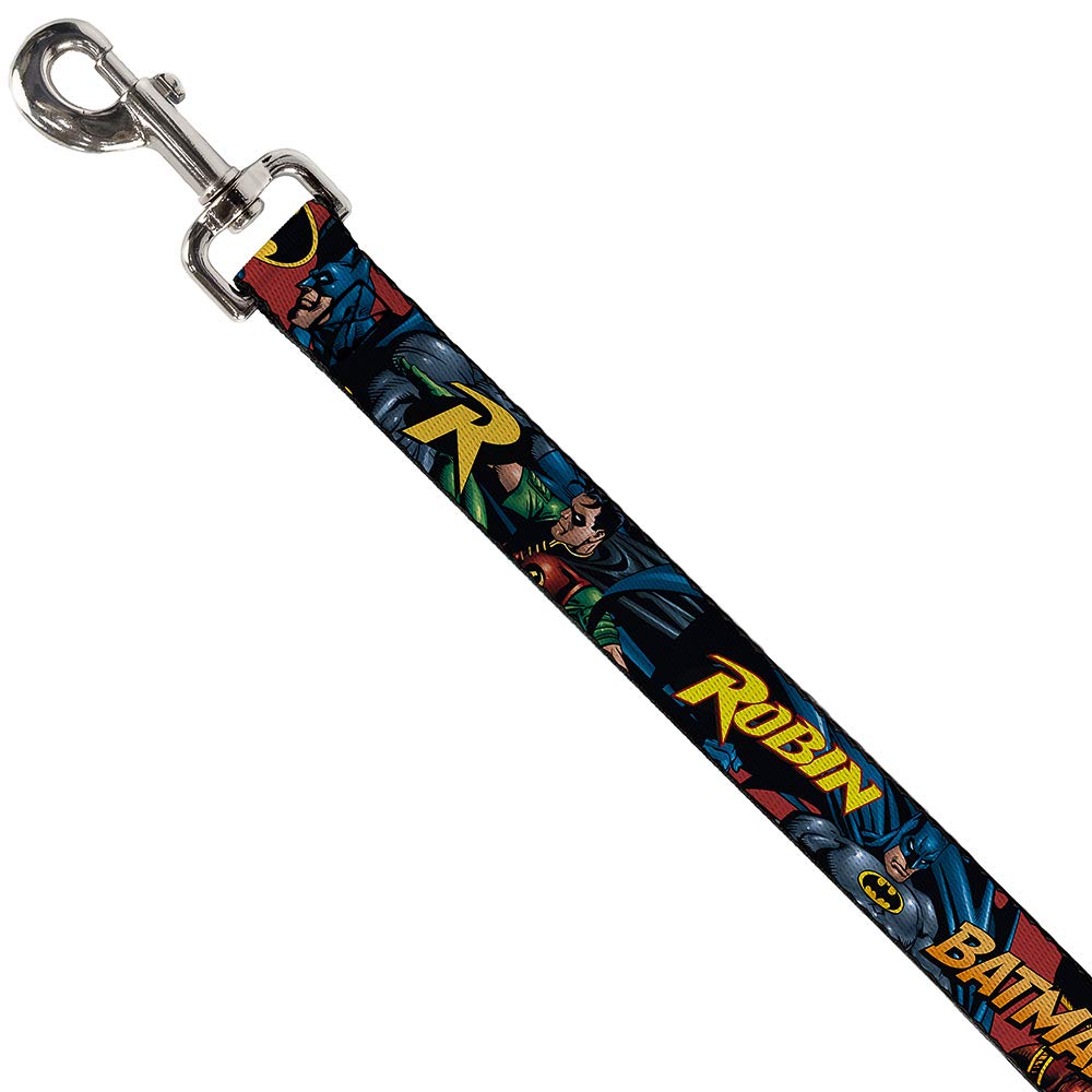 Dog Leash Batman Robin In Action Text Burgundy 4 Feet Long 0.5 Inch Wide