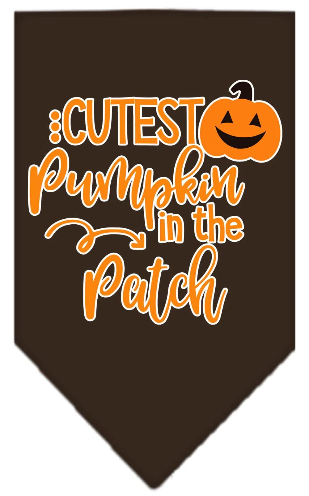 Halloween Pet and Dog Bandana Screen Printed, "Cutest Pumpkin In The Patch" White Small