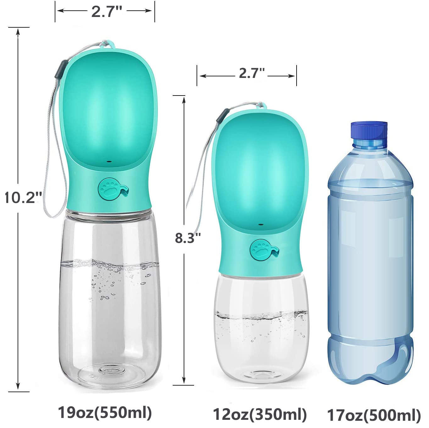Kalimdor Dog Water Bottle, Leak Proof Portable Puppy Water Dispenser with Drinking Feeder for Pets Outdoor Walking, Hiking, Trav