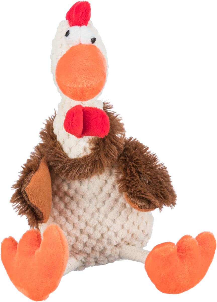 Trixie Plush Rooster Squeaky Pet Toy For Dogs, ChewSafe Material, Mental Stimulation, Sound Feature, Suitable For All Dog Breed