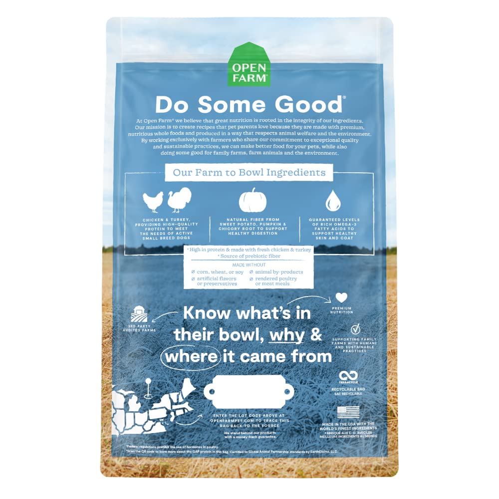 Open Farm, Ancient Grains Dry Dog Food For Small Breeds, Protein-Rich & Nutrient Dense, 90% Animal Protein With Non-GMO Fruits,