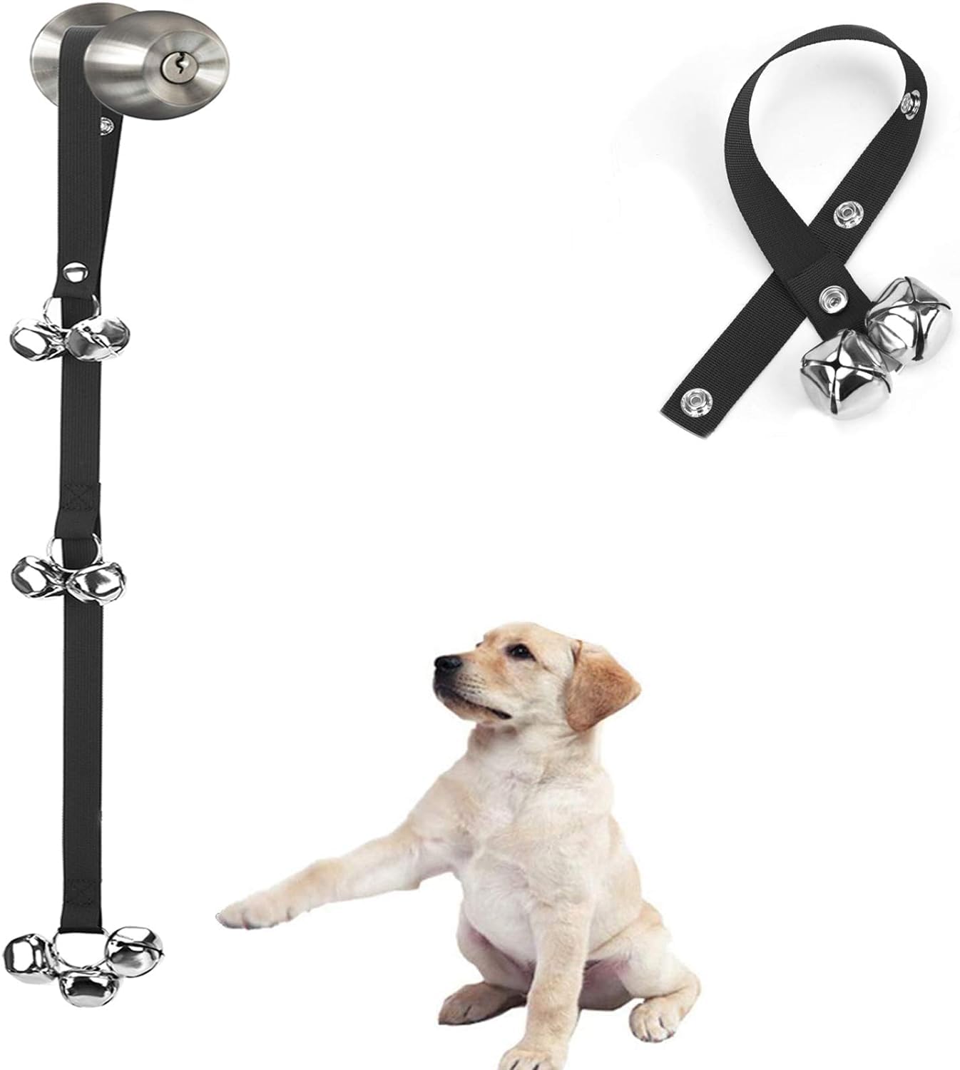 Luckyiren Upgraded Puppy Bells Dog Doorbells For Door Knob/Potty Training/Go Outside-Dog Bells For Puppies Dogs Doggy Doggie Pooch Pet Cat For Dog Lovers-Premium Quality-3 Snaps For Length Adjustment