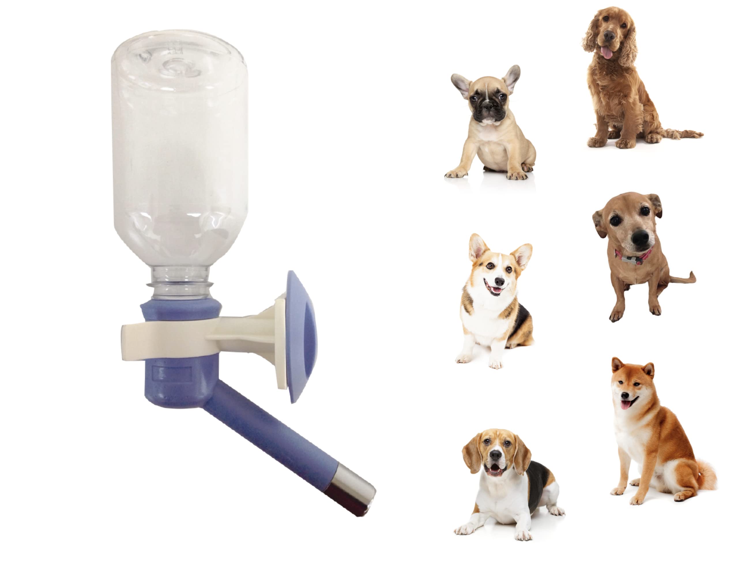 Choco Nose Patented No-Drip Dog Water Bottle/Feeder For Dogs/Cats And Other Small-Medium Sized Animals - For Cages, Crates Or Wall Mount. 10.2 Oz. Mess Free Leak-Proof Nozzle 16Mm, Blue (C590)