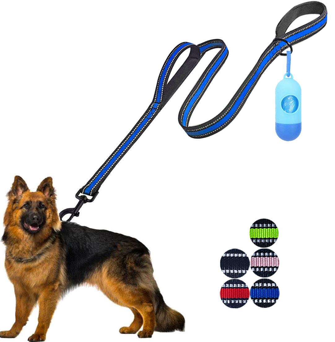 Jsxd Heavy Duty Double Handle Dog Leash - 5 Ft With Comfortable Padded And Reflective Rope, Suitable For Small, Medium, Large Do