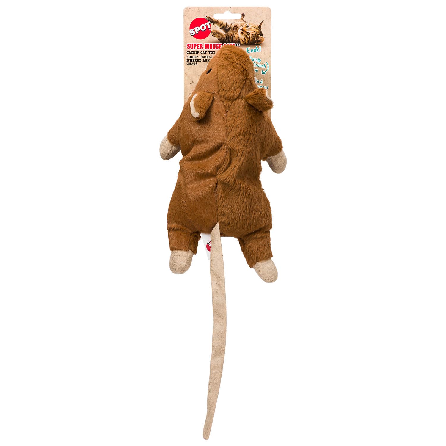 Spot Super Mouse Sam With Catnip - Lifelike Cat Toy, Fuzzy Mice With Catnip And Crinkle Sound, Extra Large Size For Cuddling, Kicking, Chasing, Playing - 11In Plush Toys, Assorted Colors