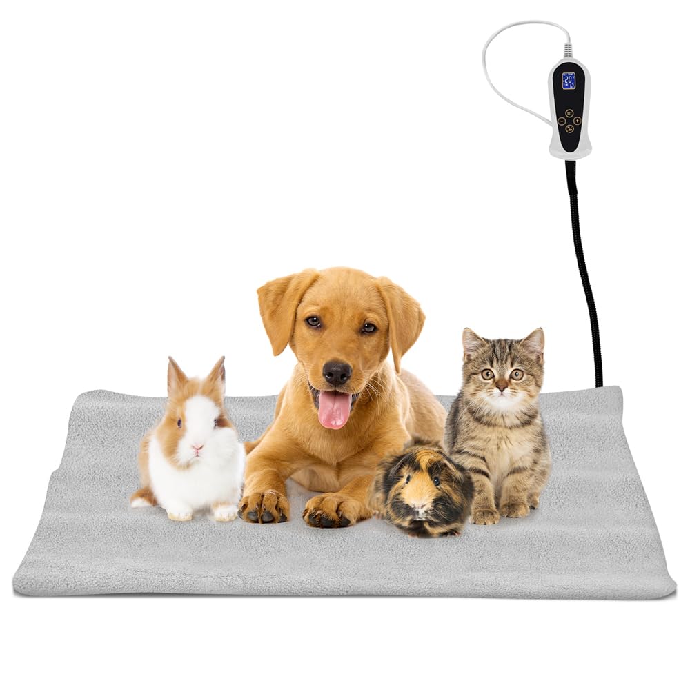 Pet Heating Pad For Cats Dogs With Timer Temperature Adjustable, Electric Heating Mat Indoor, Adjustable Warming Mat, Waterproof