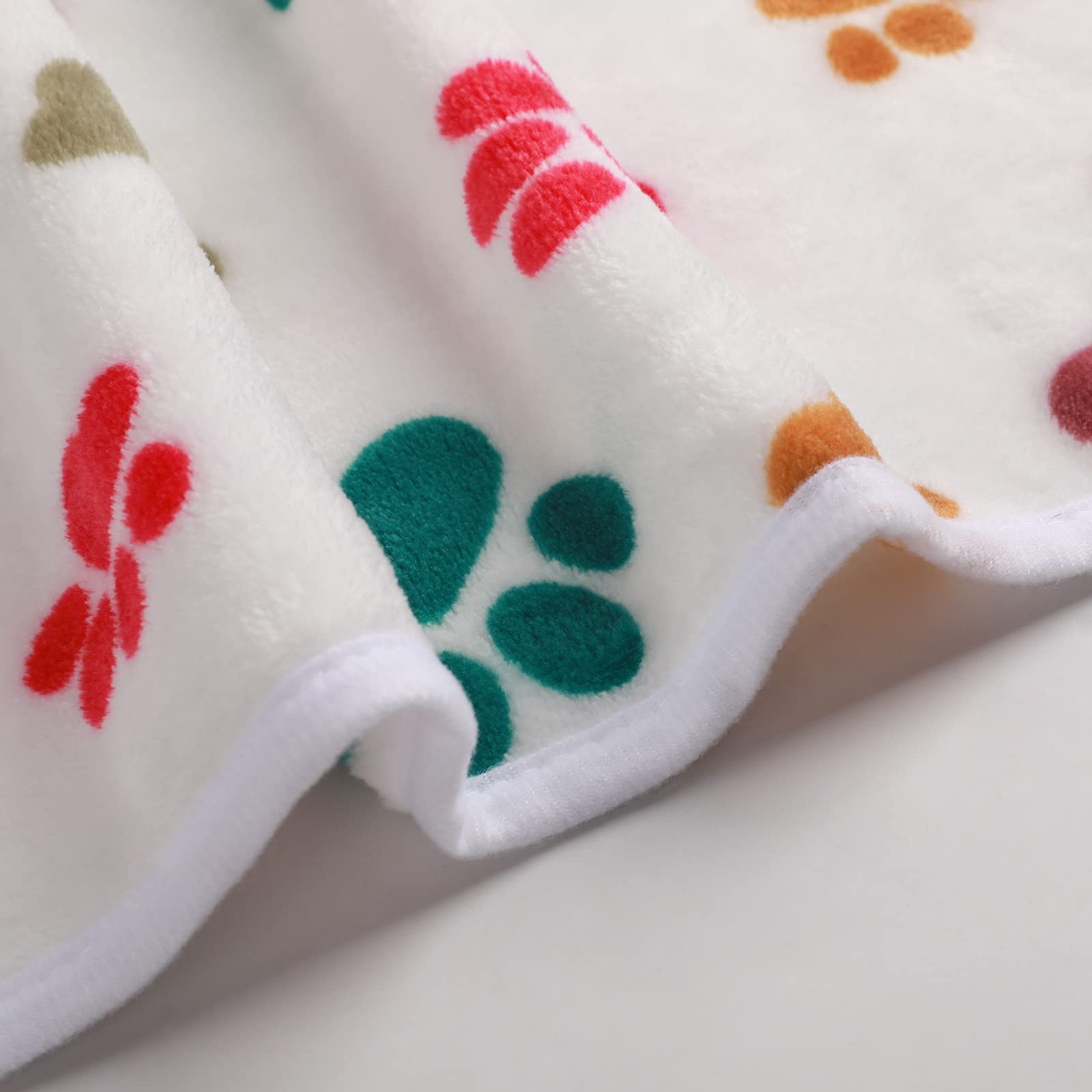 Luciphia 1 Pack 3 Blankets Fluffy Premium Fleece Pet Blanket Flannel Paw Bone Printed Throw For Dog Cat(Small 23X16'', Purple/Pink/White)