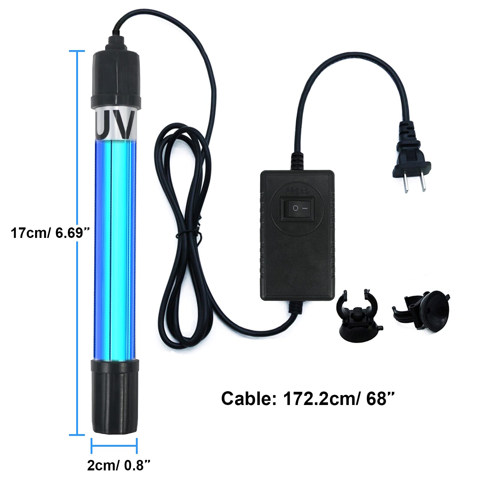 Aquarium Light 5W Up To 100 Gallon Submersible Clean Green Lamp Ctuv-H6F/Ctuv-H5P Replacement Light Bulb