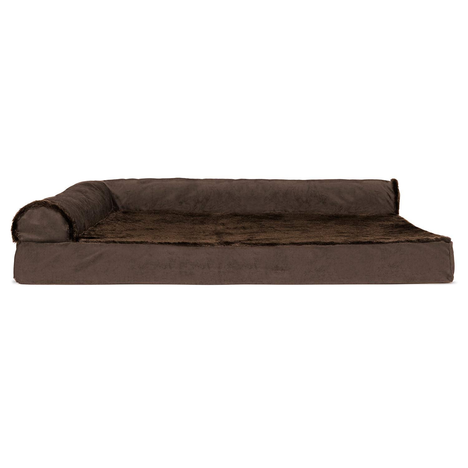 Furhaven Cooling Gel Dog Bed For Large Dogs W/ Removable Bolsters & Washable Cover, For Dogs Up To 95 Lbs - Plush & Velvet L Sha