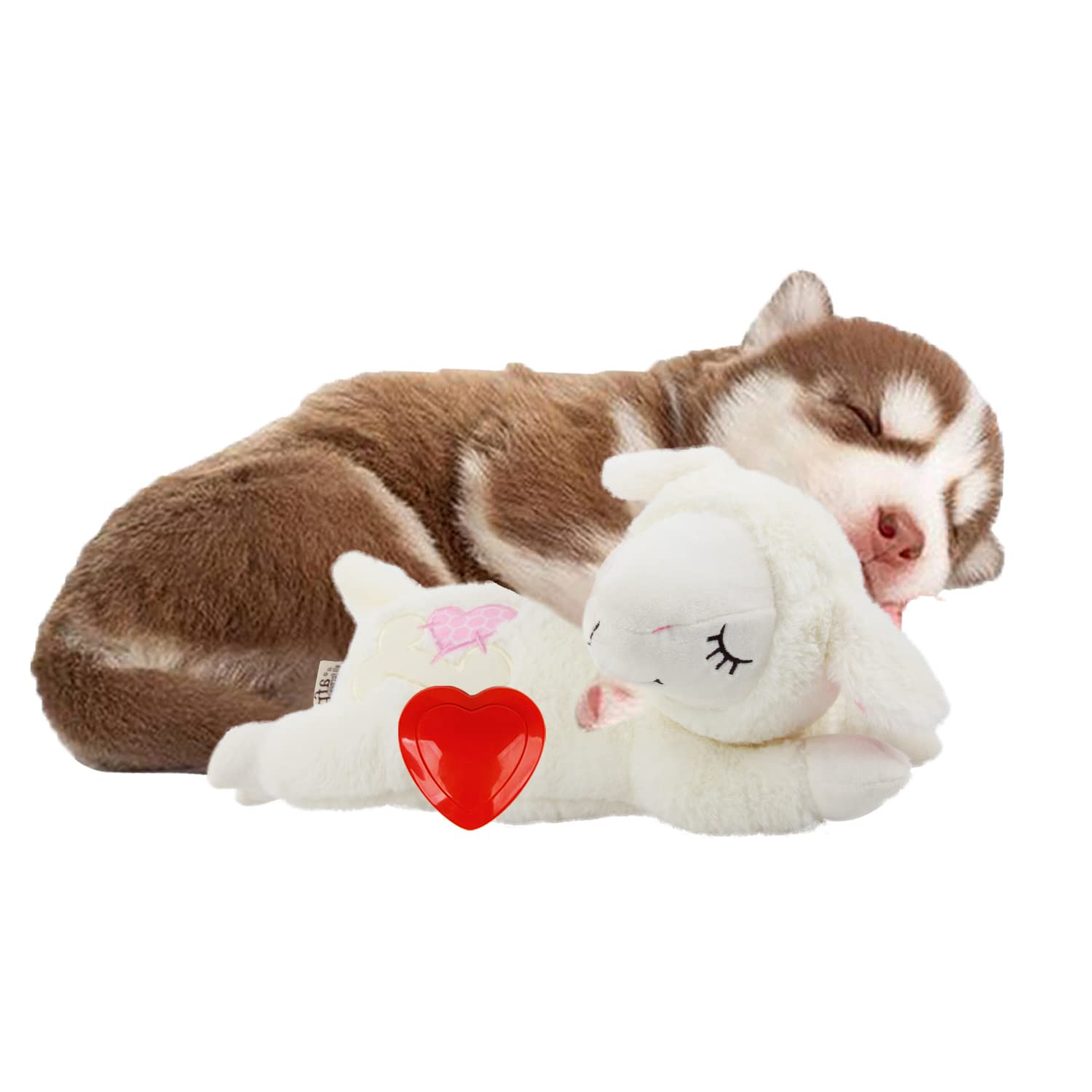 All For Paws Little Buddy Heart Beat Sheep Dog Plush Toy, Beige, 28 Kg