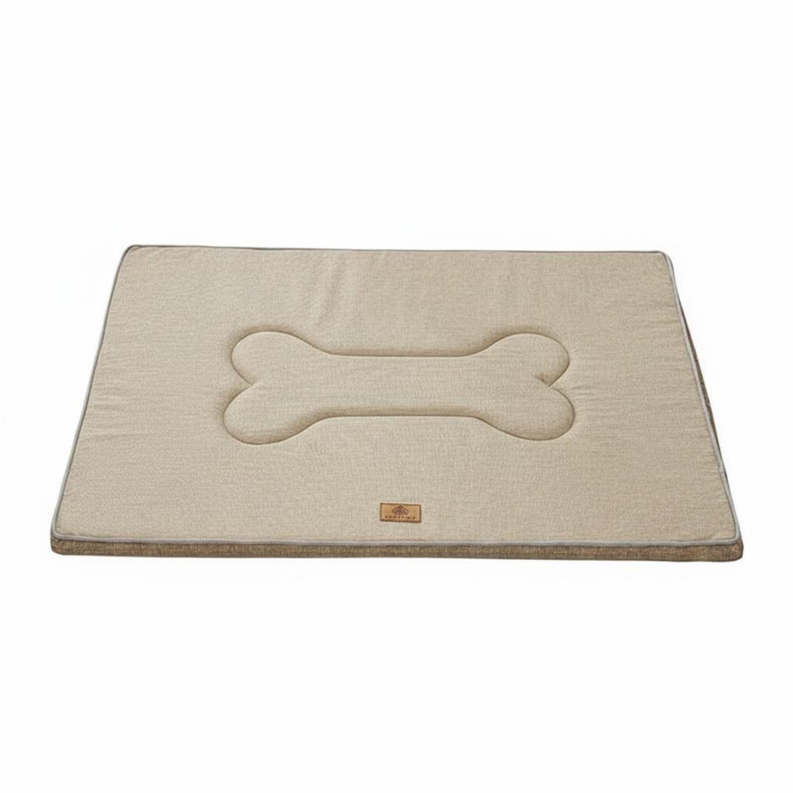 OJIVA AllSeason Use Cooling Pet Mat Scratch Resistant NonSlip Pet Sleeping Pad for Dogs, Cats, S, Khaki Linen 3D Mat | Pet Sup