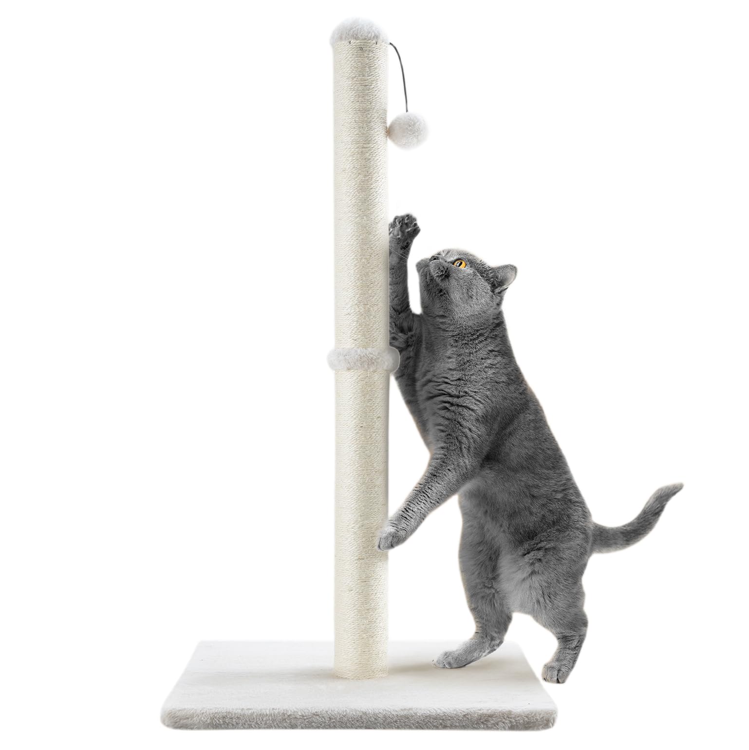 Dimaka 34' Tall Cat Scratching Post For Indoor Cats And Kittens, Cat Activity Scratcher Premium Sisal Rope Scratch Tree (Beige)