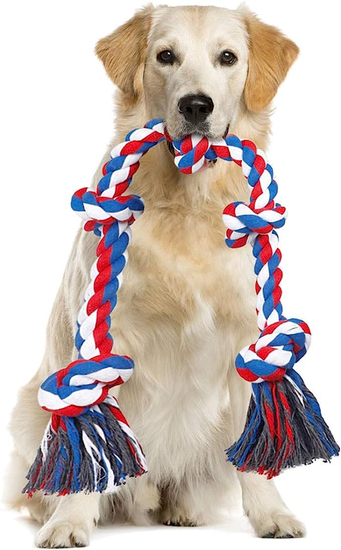 Vama Leathers Dog Rope Pull Toy  Durable And Cotton Filled Rope For All Age Dogs