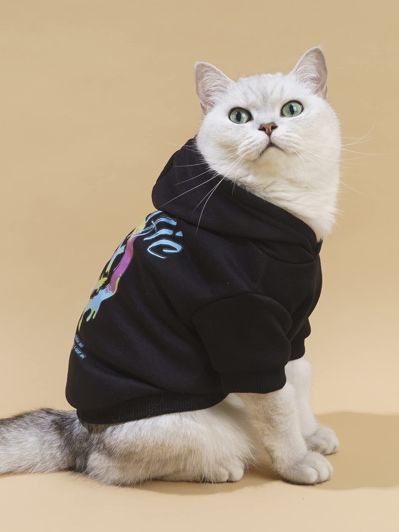 Qwinee Dog Hoodie Shirt Sweatshirt - Stylish Clothes For Cat Kitten Puppy Small Medium Large Dogs - Black X-Large