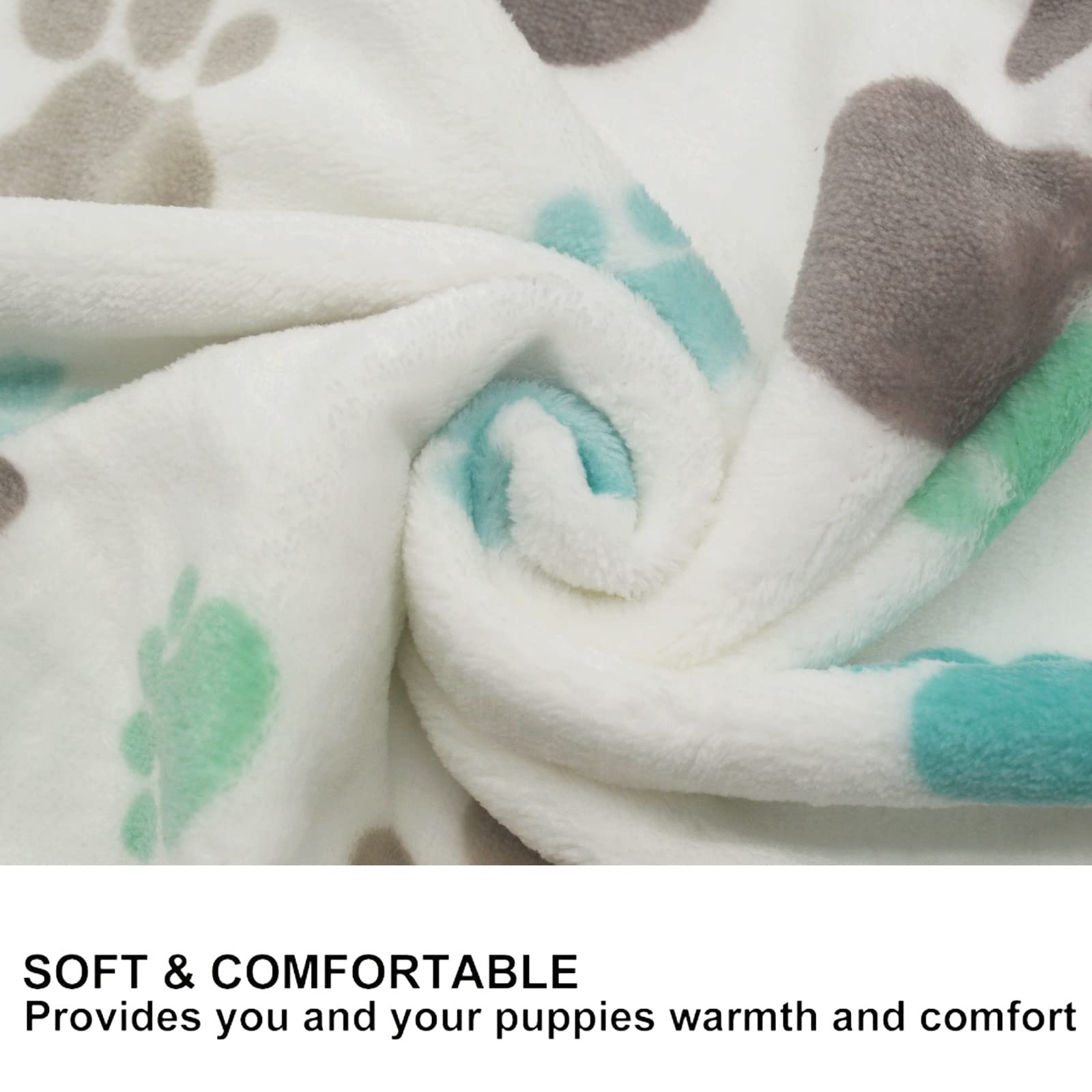 1 Pack 3 Puppy Blankets Super Soft Warm Sleep Mat Cute Paw Print Blanket Fleece Pet Blanket Flannel Throw Dog Blankets For Small Dogs Puppy Cats,Gray/White/Brown-Small(23'X15')